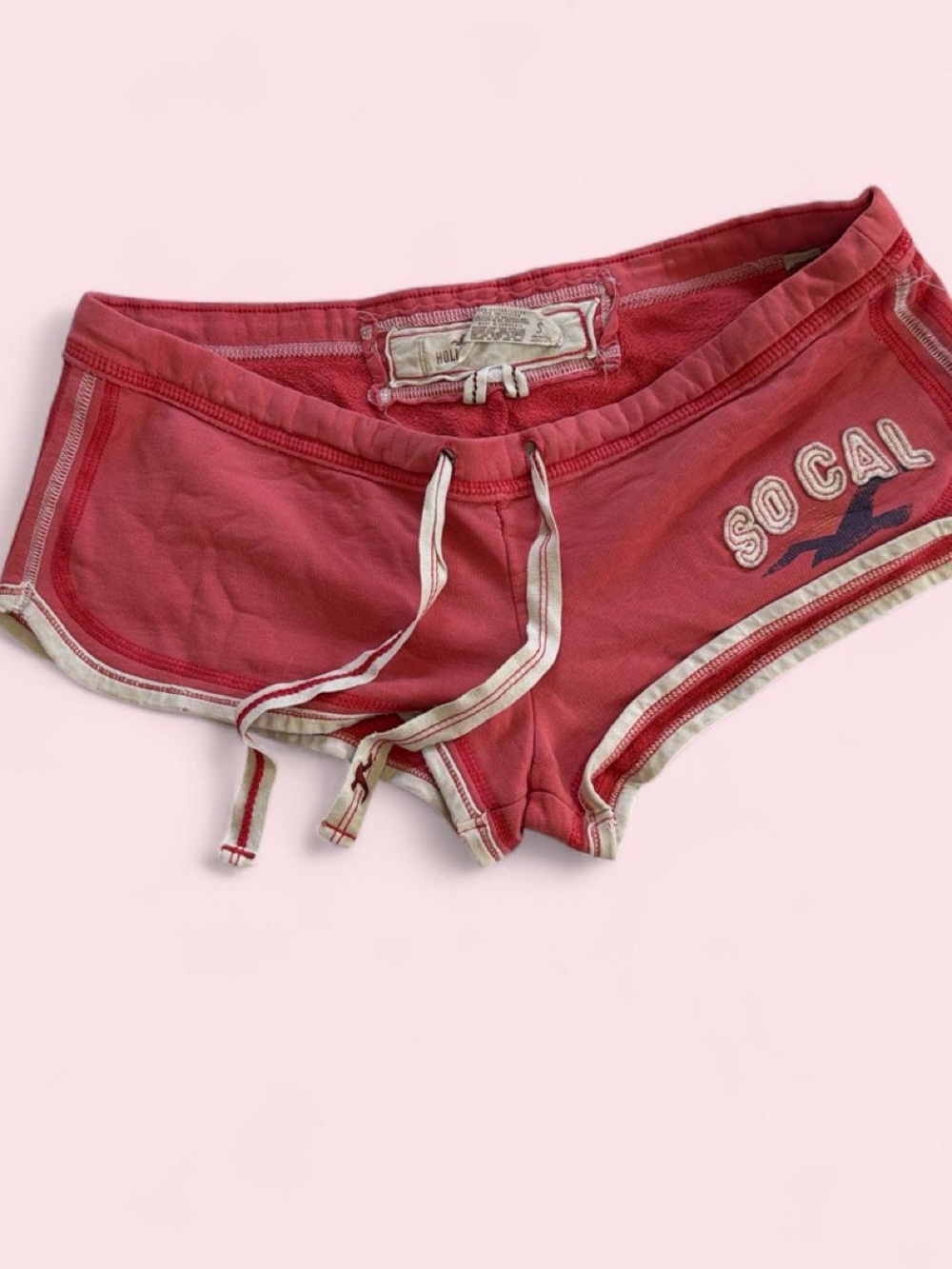 Y2K Hollister Spell Out Red Women's Booty Shorts - Hollister
